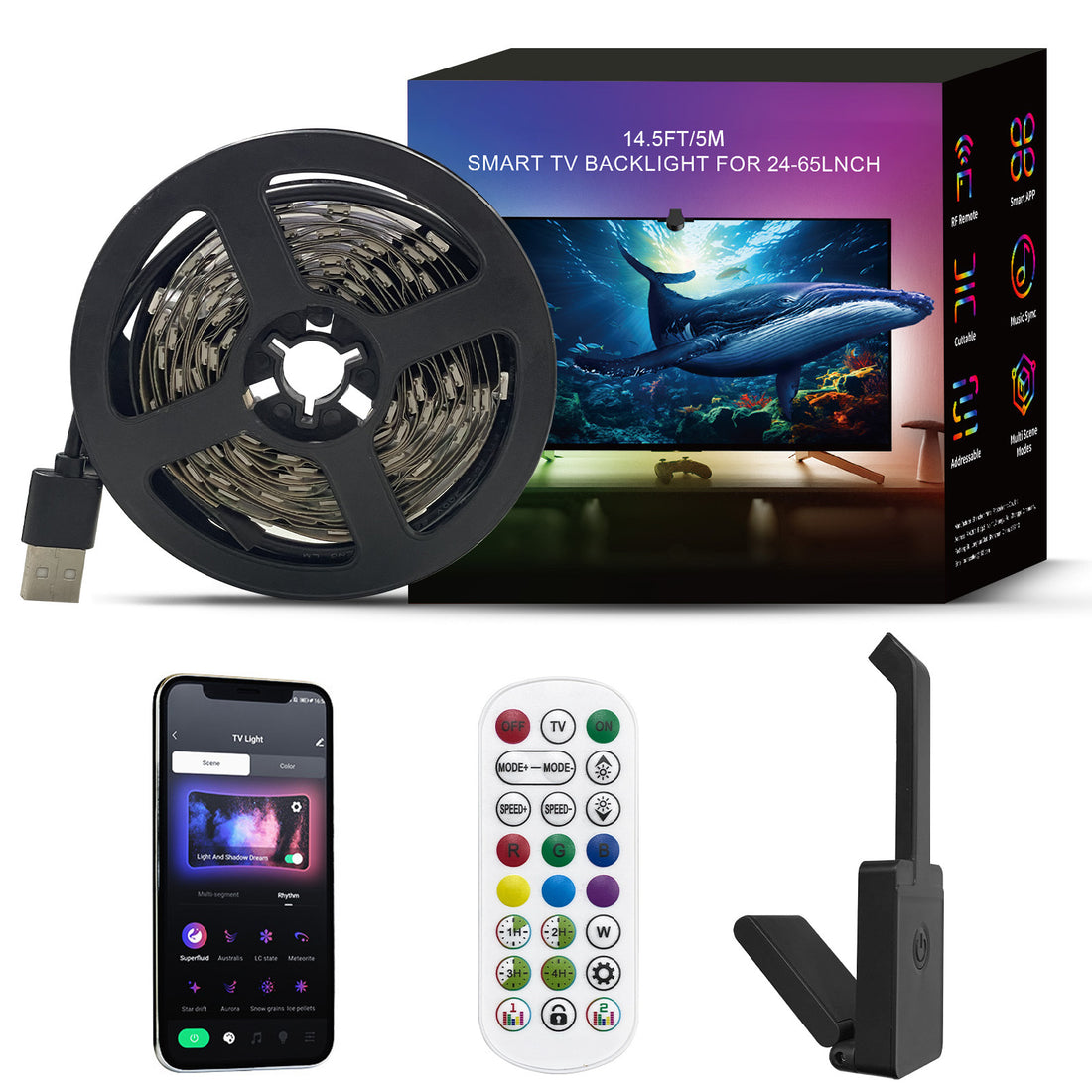 Smart TV Background Sync Light Strip with Camera RGB Atmosphere Lighting