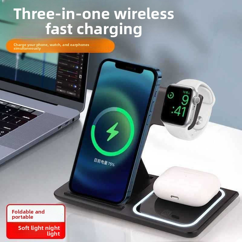 Foldable Three-in-One Wireless Charger Stand