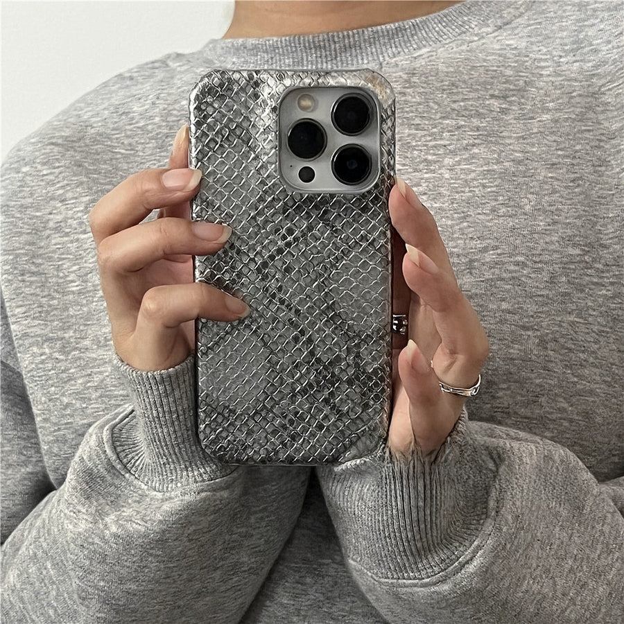 Vintage Snake Pattern Leather Phone Case for iPhone