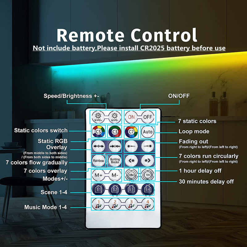 USB RGB Bluetooth LED Light Strip with Remote Control