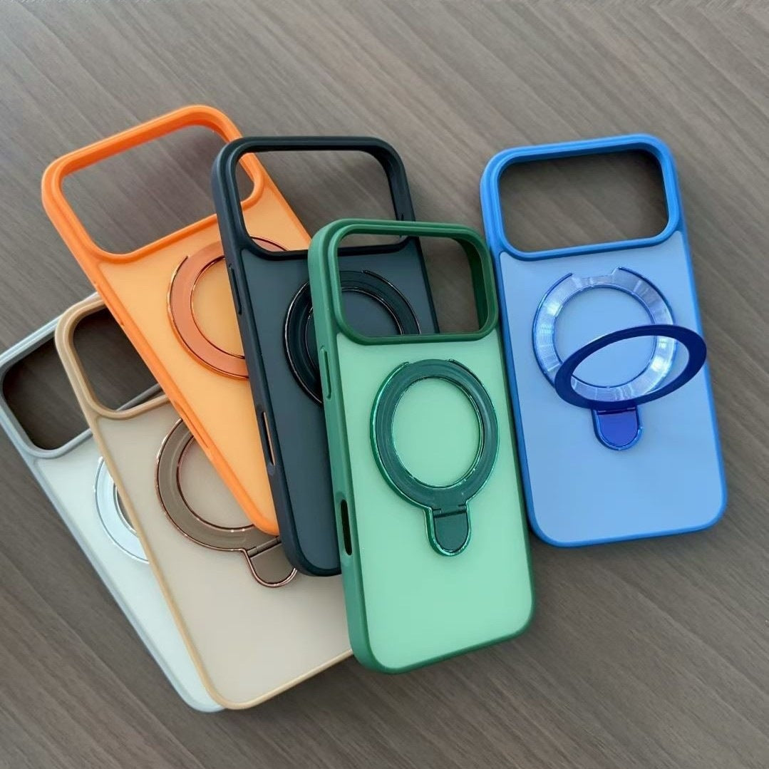 Color-block phone case with stand