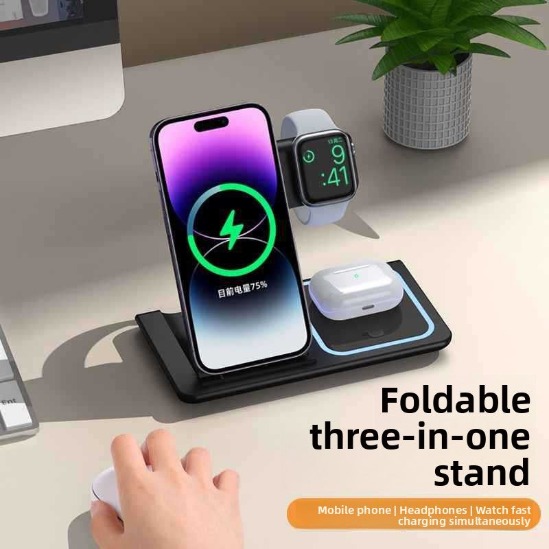Foldable Three-in-One Wireless Charger Stand