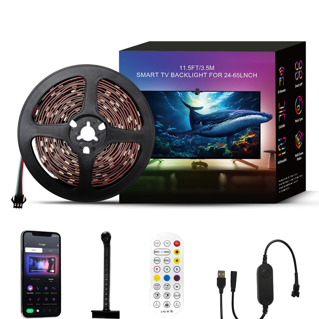 Smart TV Background Sync Light Strip with Camera RGB Atmosphere Lighting