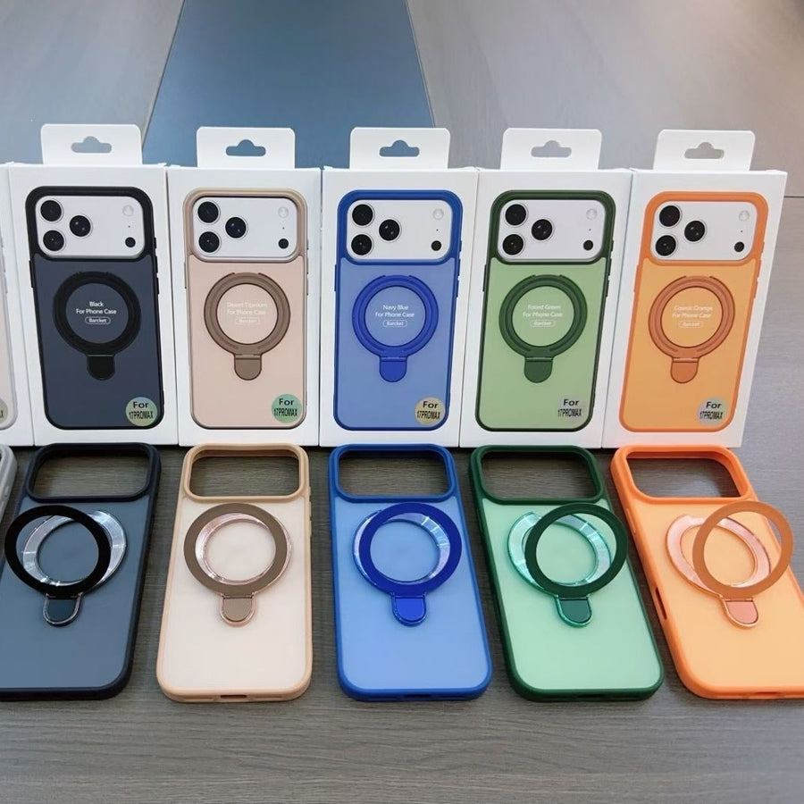 Color-block phone case with stand